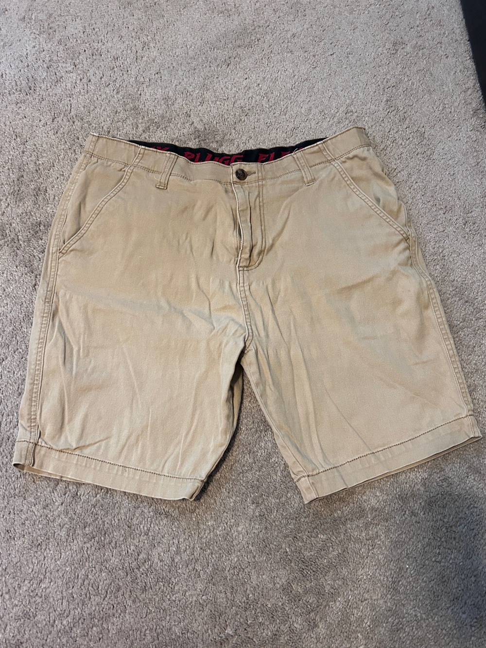 Plugg Beige Flat-Front Men's Shorts